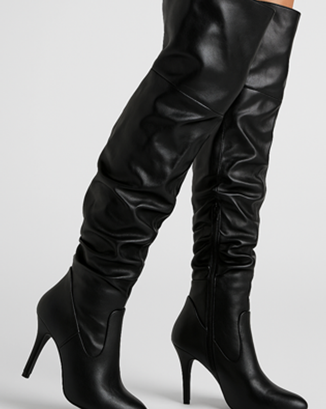 Black Knee High Heel Boots