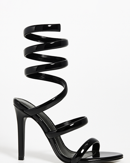Black Coiled Sandal Heels