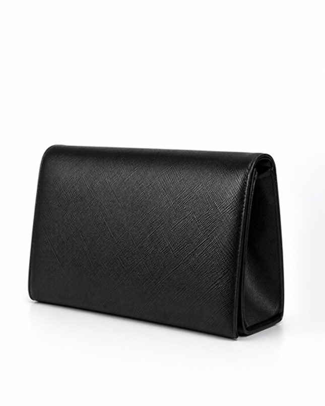 Black Faux Leather Clutch Purse