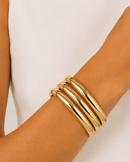Gold 3 Piece Bangle Bracelet Set