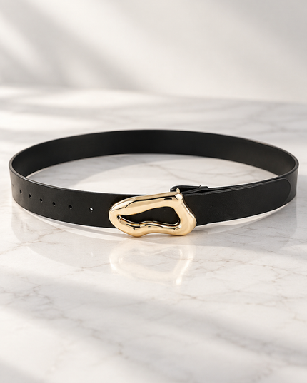 Gold Black Buckle Belt