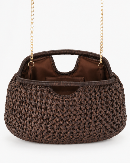 Brown Woven Clutch Bag