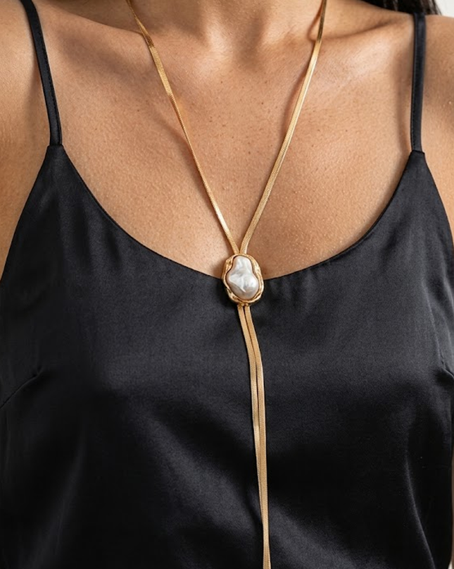 Gold Chain Pearl Necklace