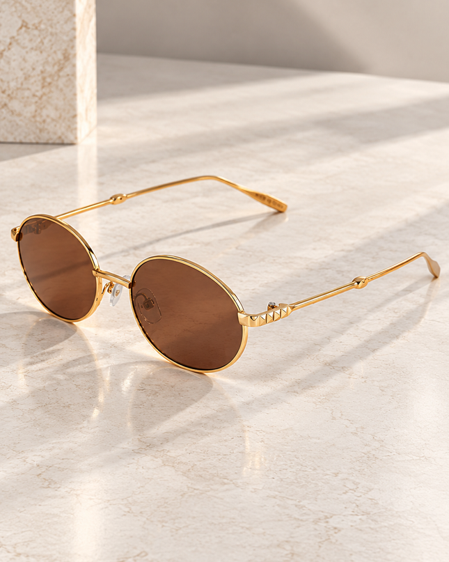 Brown Mimi Round Sunglasses