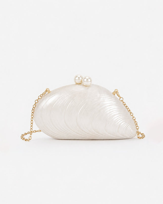 Cream Nacre Marble Clutch