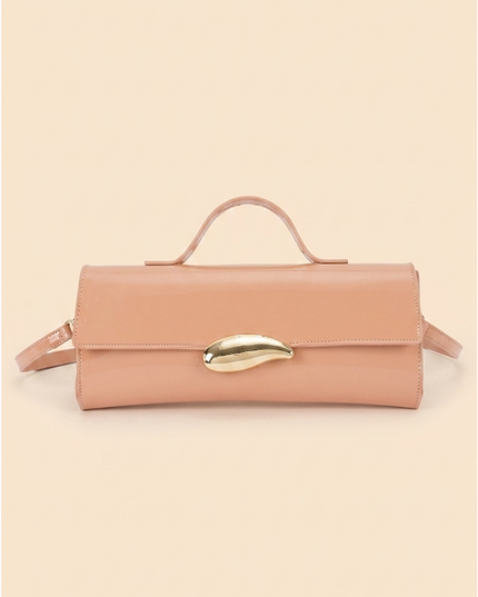 Nude Faux Leather Clutch Bag