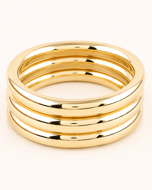 Gold 3 Piece Bangle Bracelet Set