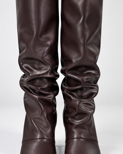 Brown Knee-high Slouch Boots