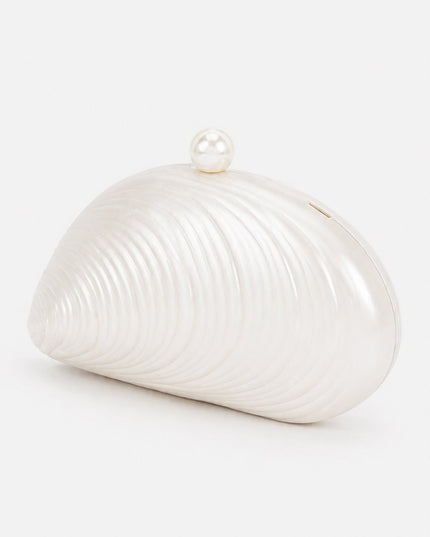 Cream Nacre Marble Clutch