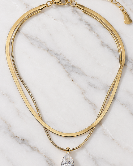 Gold Charm Crystal Layered Anklet