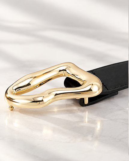 Gold Black Buckle Belt