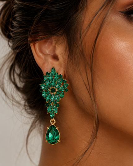 Green Marquise Teardrop Earrings