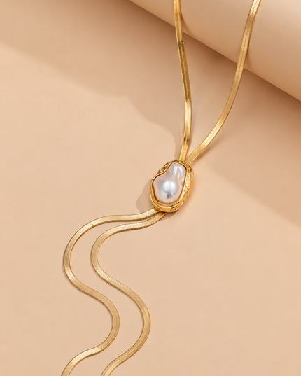 Gold Chain Pearl Necklace