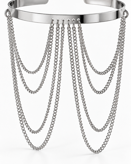 Silver Layered Chain Arm Cuff Bracelet