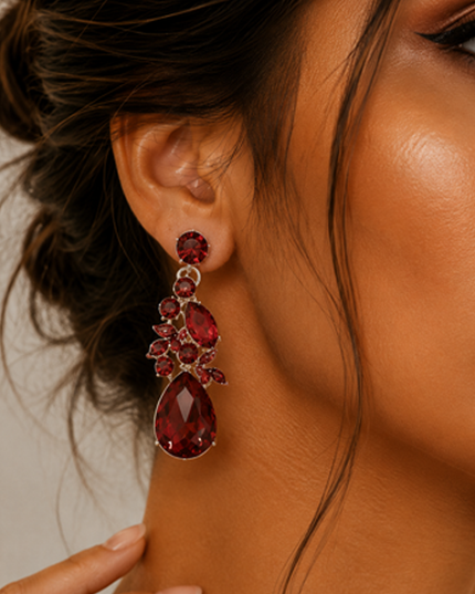 Red Raya Teardrop Earrings