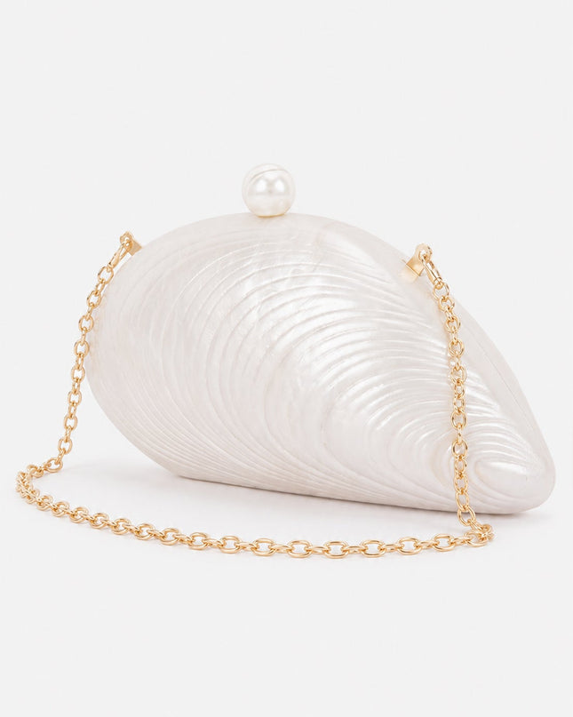 Cream Nacre Marble Clutch