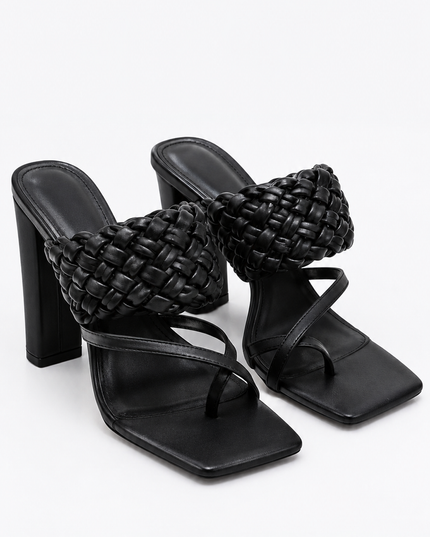 Black Block Heel Sandals