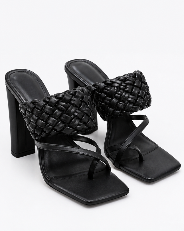 Black Block Heel Sandals
