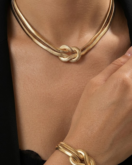 Gold Chain Bracelet & Necklace Set