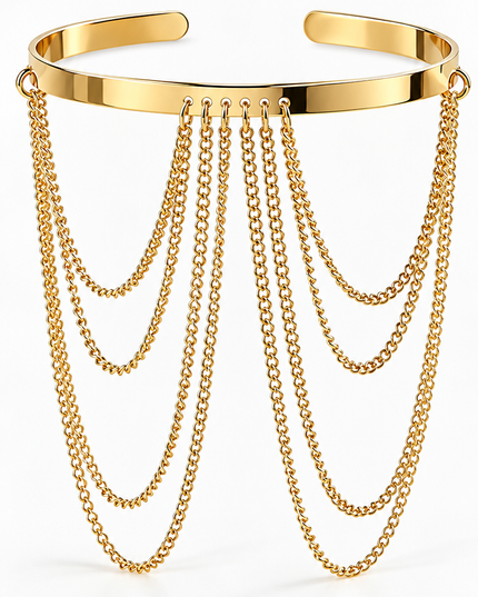 Gold Layered Chain Arm Cuff Bracelet
