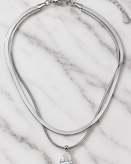 Silver Charm Crystal Layered Anklet