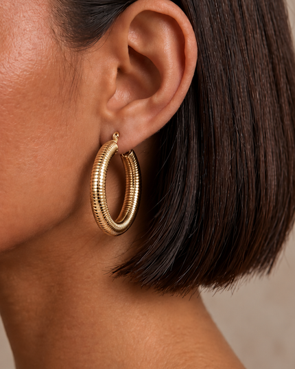 Gold Textured Hoop Earrings
