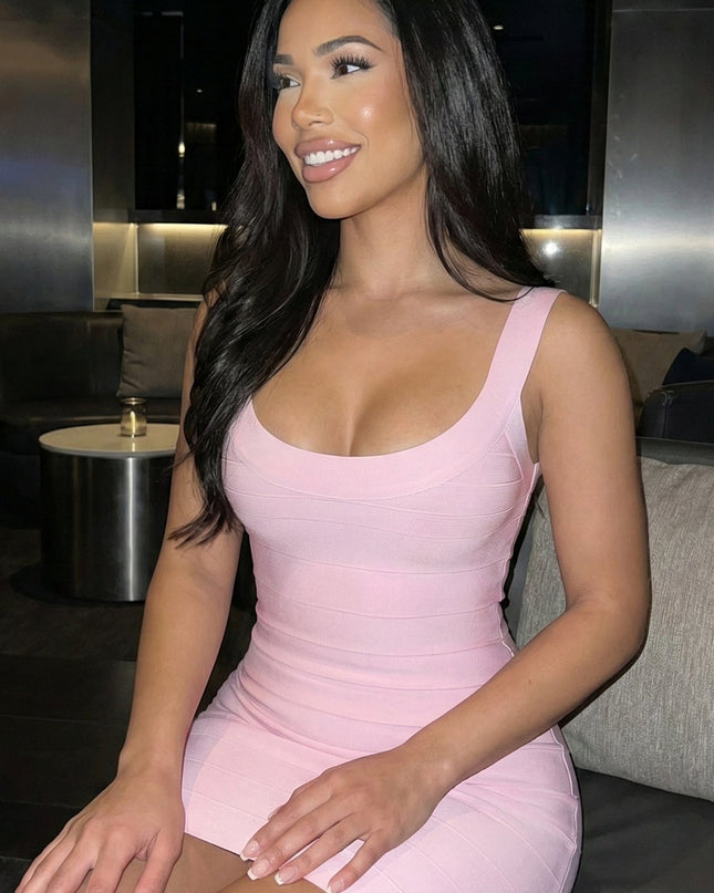 Pink Sculpt Bandage Mini Dress