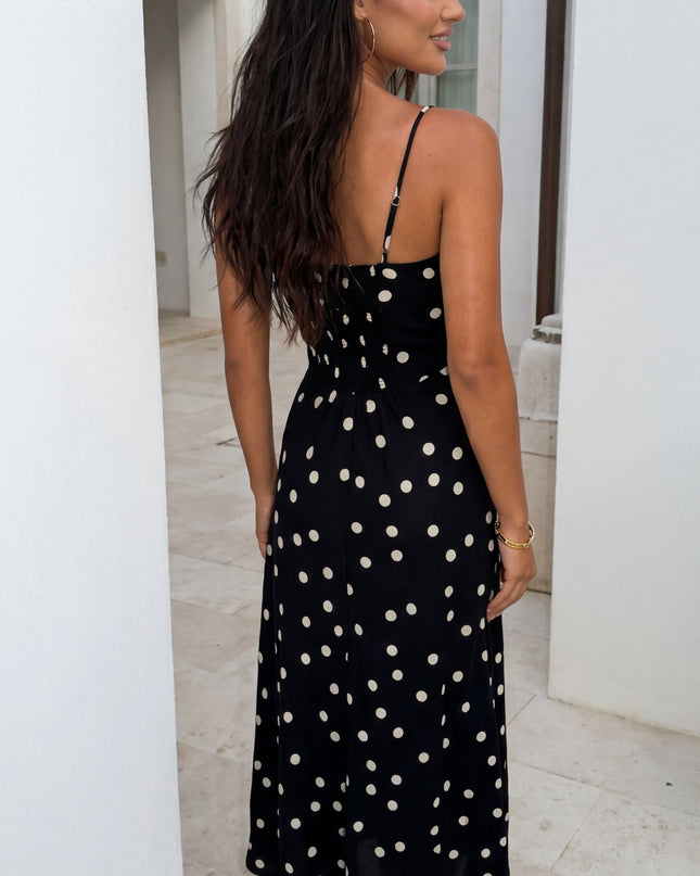 Black Polka Dot Maxi Dress