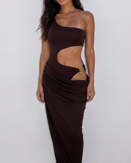 Brown Cut Out Maxi Dress