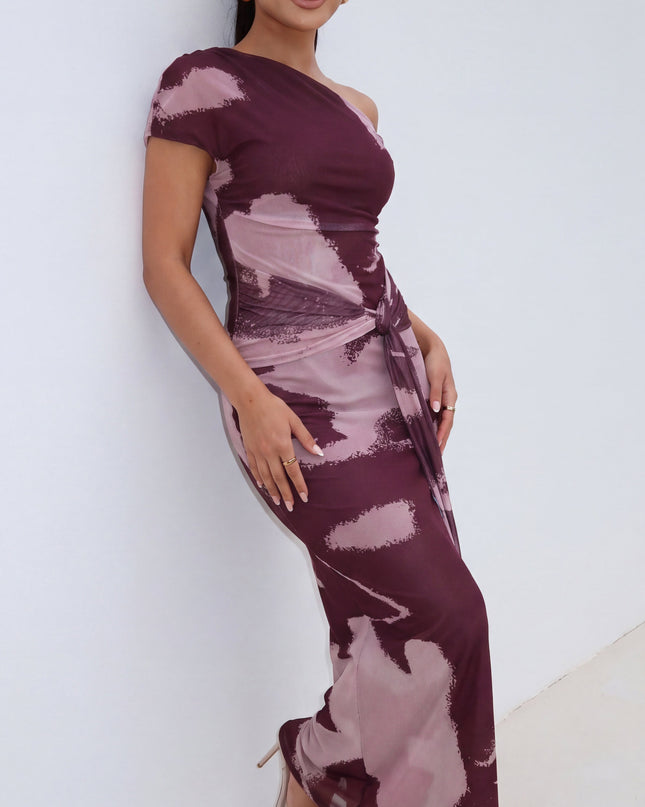 Purple Multi Drop Shoulder Maxi Dress