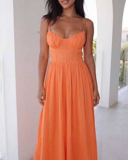 Orange Chiffon Wide Leg Jumpsuit