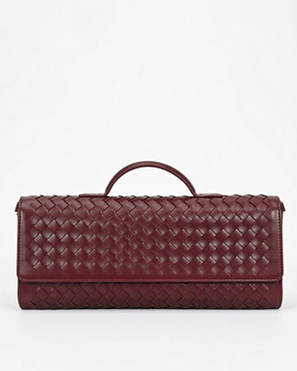 Burgundy Woven Clutch Handbag