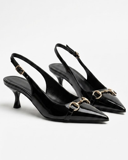 Black Slingback Kitten Heels