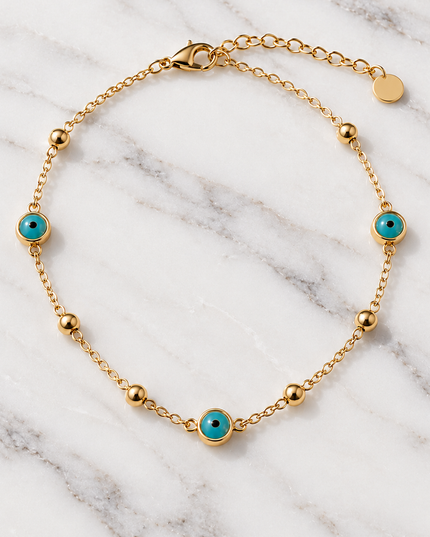 Gold Beaded Chain Anklet
