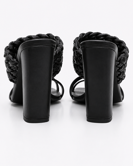 Black Block Heel Sandals