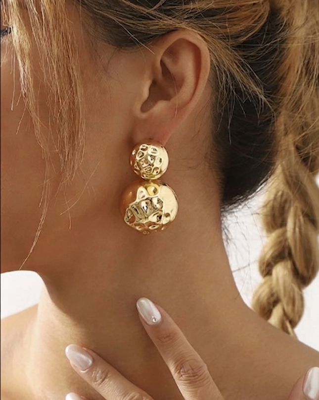 Gold Layered Hammered Round Earrings