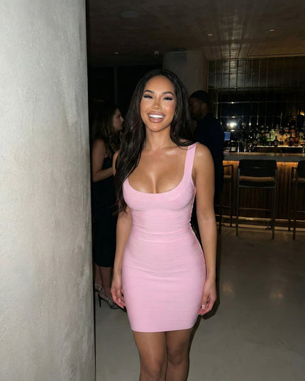 Pink Sculpt Bandage Mini Dress