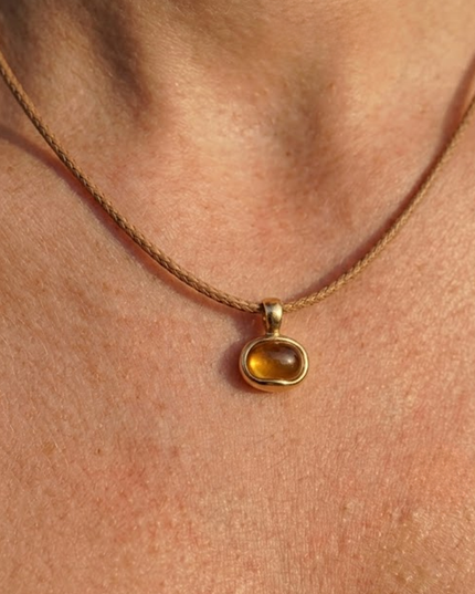 Brown Tiger Eye Pendant Cord Necklace