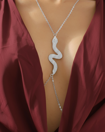 Silver Rhinestone Snake Body Chain