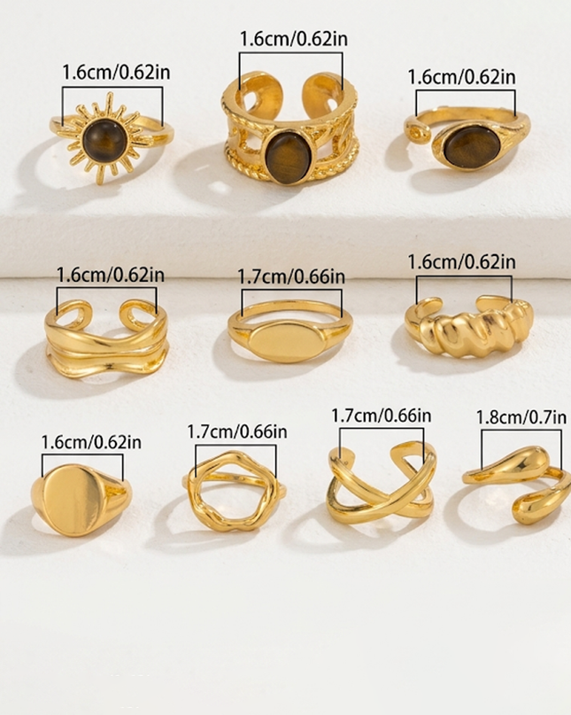 Gold Luxe 10 Piece Ring Set