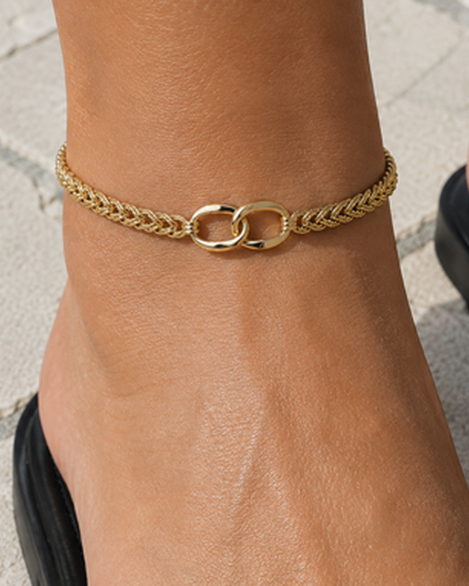 Gold Gold Dipped Braided Chain Link Anklet