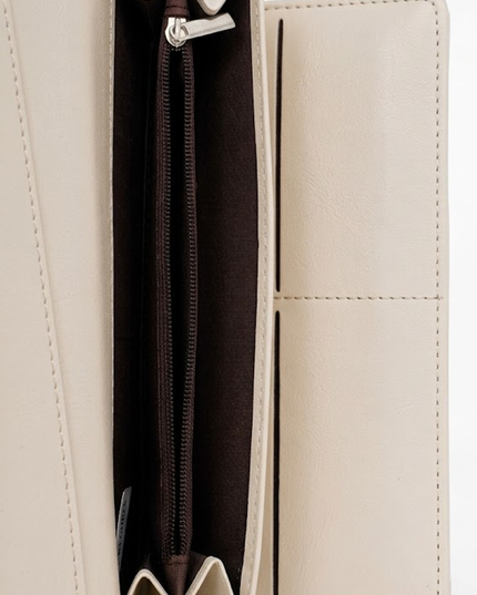 Ivory Envelope Faux Leather Wallet Clutch