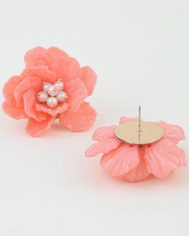 Pink Santorini Flower Earrings