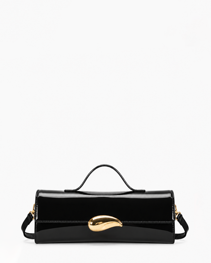 Black Faux Leather Clutch Bag