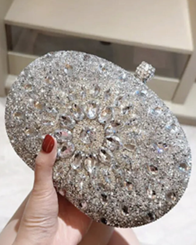 Silver Crystal Clutch Bag