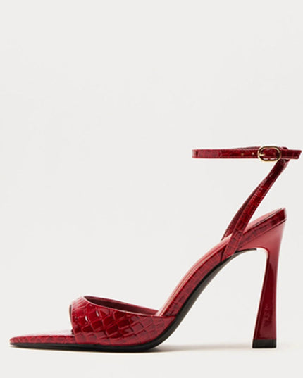 Burgundy Croc Lux Heeled Sandals