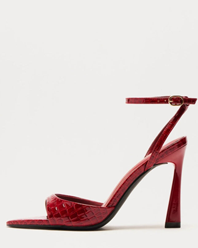 Burgundy Croc Lux Heeled Sandals