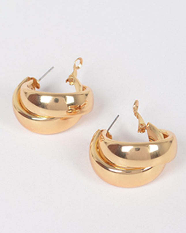 Gold Double Metal Hoop Earrings