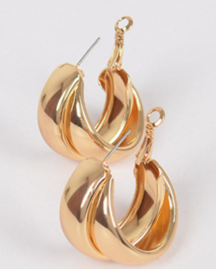 Gold Double Metal Hoop Earrings