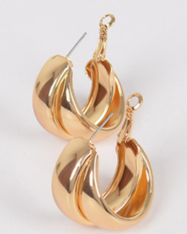 Gold Double Metal Hoop Earrings